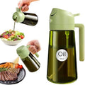YARRAMATE 16oz/470ml Light Blocking Oil Sprayer for Cooking with Stickers, Food-Grade 2 in 1 Olive Oil Dispenser Bottle for Kitchen, Premium Dark Green Glass Oil Bottle for Air Fryer, BBQ (Green) by YARRAMATE