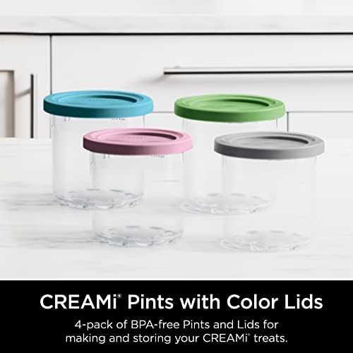 Ninja XSKPLD4BCD CREAMi Original Pints, 4 Count, Compatible with NC299AMZ and NC300s Series, BPA-Free, Dishwasher Safe, Clear/Grey/Lime/Pink/Aqua - Image 4