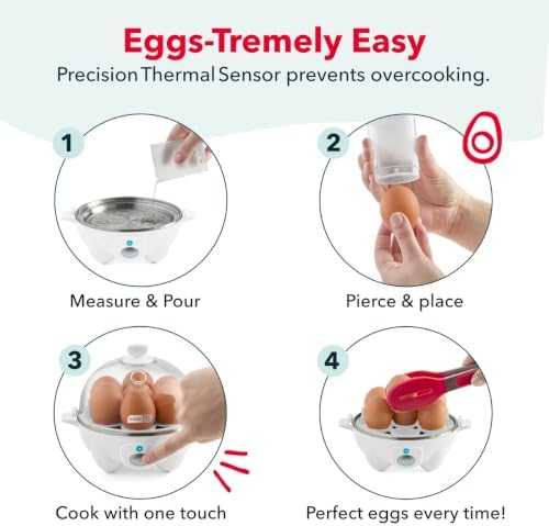 Dash Rapid Egg Cooker | Compact Poacher, Steamer, Boiler and Omelette Maker for Meal Prep, 7 Hard-Boiled Capacity with Auto Shut Off, Includes Egg Cutter & Tongs, Great for Dorms & Apartments, White - Image 6