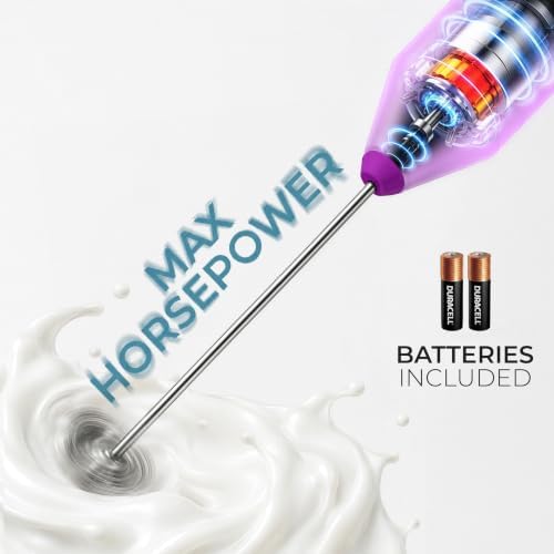 Zulay Kitchen Powerful Milk Frother AA Batteries Included – Ultra Fast Handheld Drink Mixer with Stainless Steel Whisk Stirrer for Coffee, Protein, Matcha & More, Frother Wand Electric Frothmate - Image 3