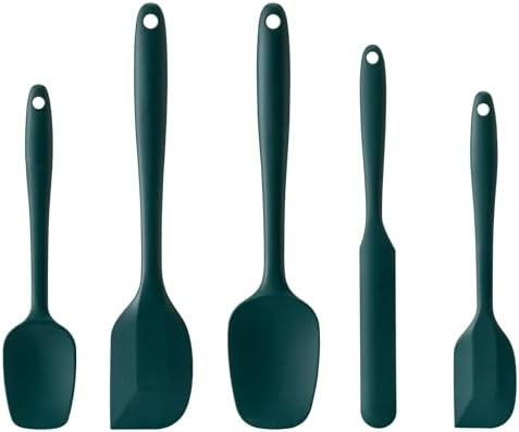 Silicone Spatula Set,5 Piece Food Grade Rubber Spatulas,Dark Green by Hoewina