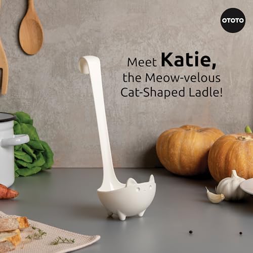 OTOTO Katie Cat Soup Ladle - Halloween Gifts Black, Gothic Gifts, Spooky Gift, Funny Kitchen Gadgets (Katie Cat, White) - Image 2