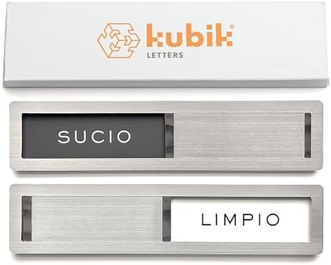 Dishwasher Magnet Clean Dirty Sign (Spanish), Limpio Sucio, Kubik Letters Premium Stainless Steel Grade 304, Kitchen Organizers and Storage Decor Accessories, Extra Adhesive Tapes Included by KubikLetters
