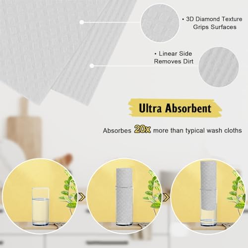 MoLKENE Swedish Dishcloths for Kitchen, 6 Pack Reusable Paper Towels, White - Image 2
