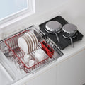 JASIWAY Red Dish Drying Rack in Sink with Drainboard and Utensil Holder by JASIWAY