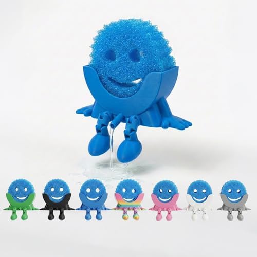Creative Drainage Sponge Holder: Traceless Glue, 3D Printed Funny Kitchen Sink Holder, Keeps Sponge Dry – for Scrub Daddy (1, Blue) by Bestbuyersmakebestsellers