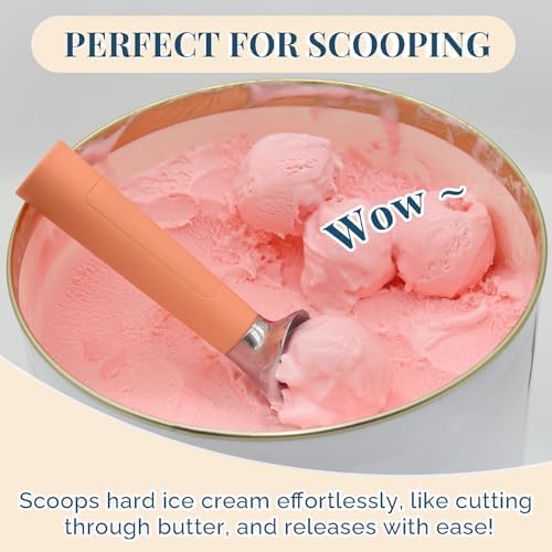 Heated Ice Cream Scoop Rechargeable, Electric Warming Ice Cream Scooper with LED Display, Heats to 158°F for Hard Ice Cream, Easy for Seniors & Kids, IP67 Waterproof (Peach Fuzz, 2oz) - Image 4