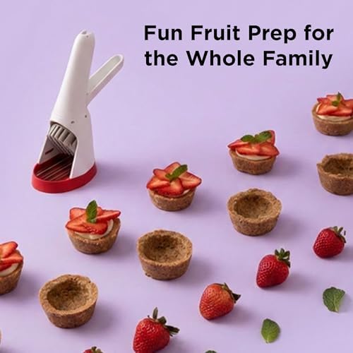 Chef'n Hand-Held Slicer Strawberry Slicester, Updated Design, Cherry/Meringue (102-712-400) - Image 5