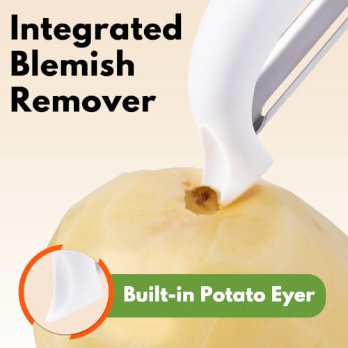 Rainspire Vegetable Peeler Potato Peelers for Kitchen, Sharp Stainless Steel Blades Veggie, Comfortable Handle Fruit Peeler, Carrot Peeler Apple Peeler Dishwasher Safe, White, 1-Pack - Image 5