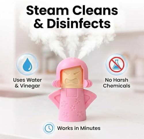 Angry Mama Microwave Cleaner, Vinegar and Water Steam Tool (Pink) - Image 2