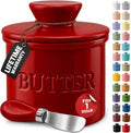 Priority Chef Butter Crock with Lid for Countertop with Spreader Knife and Water Line, Soft Spreadable Butter, Ceramic French Butter Dish with Lid, Winery by PriorityChef