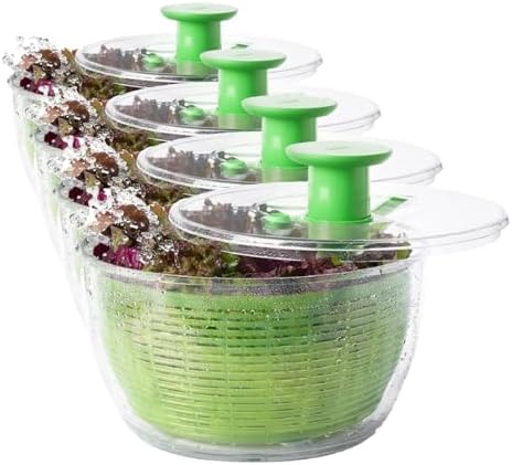 OXO Good Grips Salad Spinner, Green Lettuce & Fruit Washer, BPA-Free, Easy One-Hand Pump, Large (Pack of 4) by Unknown