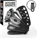 Kitchen Gadgets Set 6 Pieces, Space Saving Cooking Tools Kitchen Accessories-Garlic Grinder, Cheese Grater, Vegetable Peeler, Pizza Cutter, Herb Stripper, Bottle Opener, Gadgets Gift Set (Black) by WMM