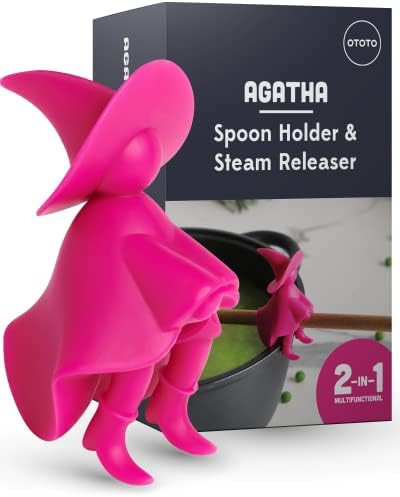 OTOTO Agatha Spoon Holder - Goth Cute Spoon Rest for Stove Top, Gothic, Spooky Cooking Gifts, Witchy Gifts, Cool Kitchen Gadgets, Halloween Gifts (Pink) by OTOTO