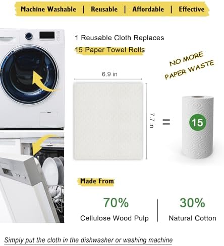 MoLKENE Swedish Dishcloths for Kitchen, 6 Pack Reusable Paper Towels, White - Image 3