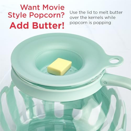 Ecolution Patented Micro-Pop Microwave Popcorn Popper with Temperature Safe Glass, 3-in-1 Lid Measures Kernels and Melts Butter, Made Without BPA, Dishwasher Safe, 1.5-Quart, Aqua - Image 5