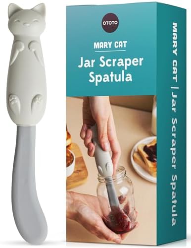 OTOTO Jar Scraper Spatula - Silicone Scraper, Cute Kitchen Accessories, Unique Fun Cooking Kitchen Gadgets for Foodies - BPA-free & 100% Food Safe (Mary Cat) by OTOTO