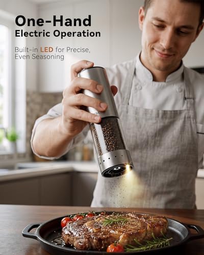 TOMEEM Rechargeable Electric Salt and Pepper Grinder Set, Battery Display - Image 2