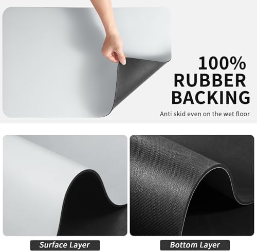 HotLive Dish Drying Mat for Kitchen Counter, Heat Resistant Drainer Mats with Non-slip Rubber Backed, Hide Stain Kitchen Super Absorbent Draining Mat, Easy to Clean Dish Rack Pad, Light Grey 16"x20" - Image 5