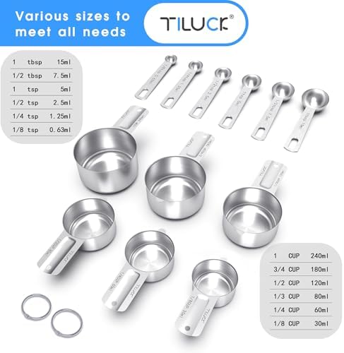 TILUCK Stainless Steel Measuring Cups & Spoons Set, Cups and Spoons - Image 2