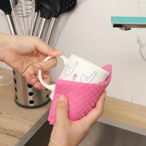 MoLKENE Swedish Dishcloths for Kitchen, 6 Pack Reusable Paper Towels, Pink - Image 5