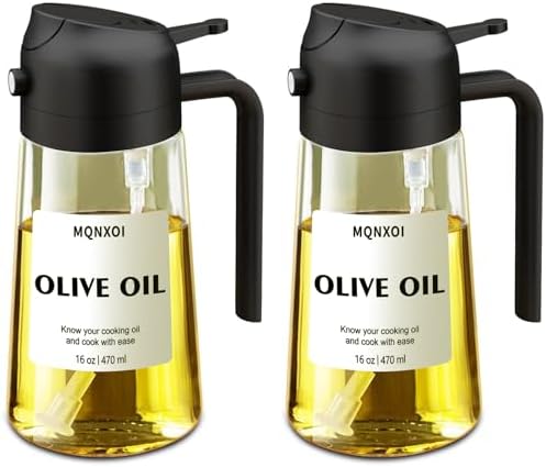 Olive Oil Sprayer for Cooking, 16oz Glass 2 in 1 Oil Dispenser Bottle by Unknown