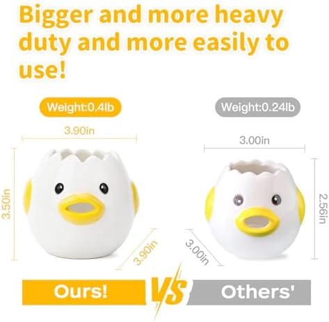 LuoCoCo Cute Egg Separator, Ceramics Vomiting Chicken Egg Yolk White Separator, Practical Household Small Egg Filter Splitter, Kitchen Gadget Baking Assistant Tool, Dishwasher Safe (Yellow) - Image 2