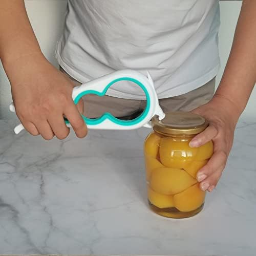 Otstar Jar Opener Bottle Opener and Can Opener for Weak hands, Seniors with Arthritis and Anyone with Low Strength, Mutil Jar Opener Get Lids Off Easily (White and Cyan) - Image 3