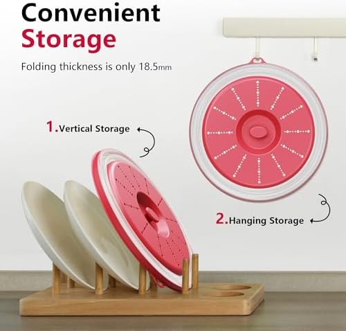WVM Microwave Splatter Cover Vented for Food with Hook Hole, Splatter Guard & Colander Kitchen Gadget for Food, Meal Prep, Red, M(11"x3.26")-Pack of 1 - Image 4