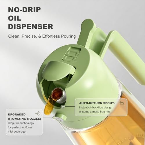 Pure Future 2-in-1 Olive Oil Sprayer for Cooking, Dispenser Bottle (Green) - Image 3