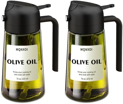 Olive Oil Sprayer for Cooking, 16oz Glass 2 in 1 Oil Dispenser Bottle by Unknown