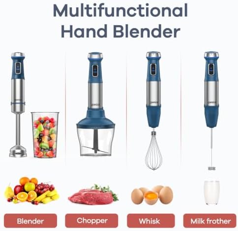 Ganiza Immersion Blender 5 in 1 Hand Blender Heavy Duty Motor, Blue - Image 5