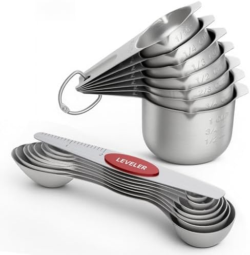 ChefAide Magnetic Measuring Cups & Spoons Set of 15 with Leveler by ChefAide