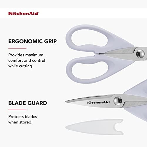 KitchenAid All Purpose Kitchen Shears with Protective Sheath Durable Stainless Steel Scissors,Dishwasher Safe,Soft Grip Comfort Handle,8.72 Inch,Lavendar Cream,(Pack of 2) - Image 4