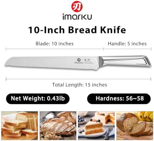 imarku Serrated Bread Knife with Japanese High Carbon Stainless Steel - Image 6