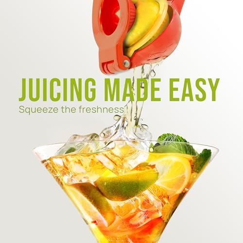 Zulay Kitchen Metal 2-in-1 Lemon Squeezer - Sturdy Max Extraction Hand Juicer Lemon Squeezer Gets Every Last Drop - Easy to Clean Manual Citrus Juicer - Easy-Use Lemon Juicer Squeezer - Red/Yellow - Image 3