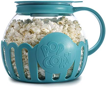 Ecolution Patented Micro-Pop Microwave Popcorn Popper with Temperature Safe Glass, 3-in-1 Lid Measures Kernels and Melts Butter, Made Without BPA, Dishwasher Safe, 3-Quart, Teal by Ecolution
