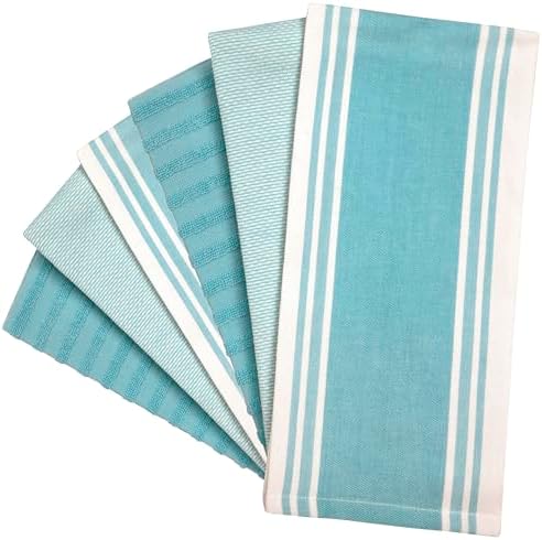 Premium Kitchen Towels 6 Pack 100% Cotton 20"x28" Dish Towels - Aqua Wide - Image 3