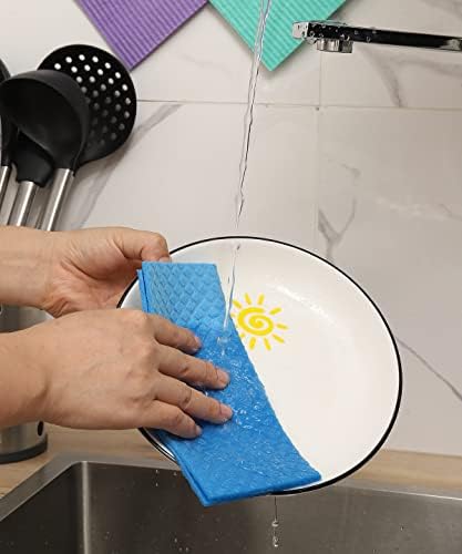 MoLKENE Swedish Dishcloths for Kitchen, 10 Pack Reusable Paper Towels, Blue - Image 5