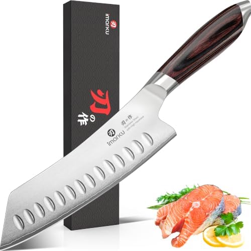 imarku Japanese Santoku Knife 7 Inch, 10Cr15CoMoV 3-Layer Stainless Steel by imarku