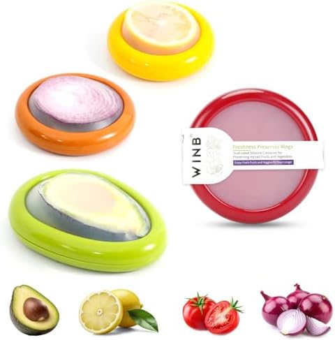 Winb Set of 4 Reusable Fruit and Veggie Savers - Ideal for Avocados, Tomatoes, Apples, Garlic, Onions, and More by Winb