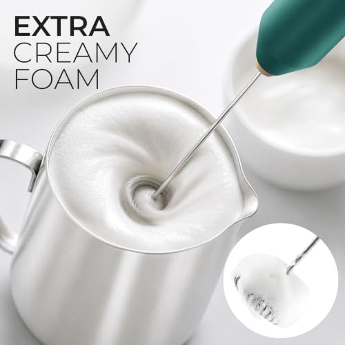 Zulay Kitchen Powerful Milk Frother AA Batteries Included – Ultra Fast Handheld Drink Mixer with Stainless Steel Whisk Stirrer for Coffee, Protein, Matcha & More, Frother Wand Electric Frothmate - Image 2