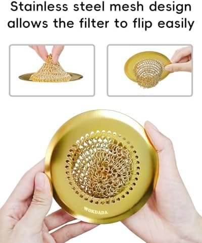 Kitchen Sink Drain Strainer,Patented Reversible Chain Mesh Basket, Gold - Image 4