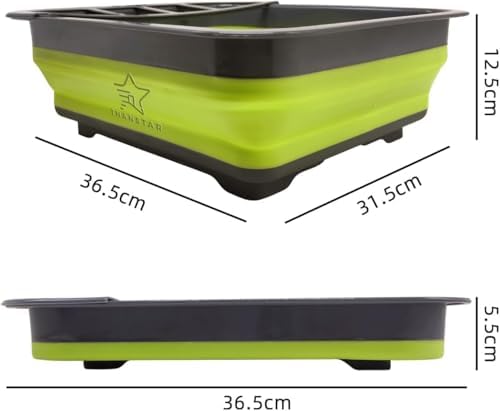 THANSTAR Collapsible Dish Drying Rack for RV Campers Portable Dinnerware Drainer Organizer for Kitchen Travel Trailer-Green - Image 3