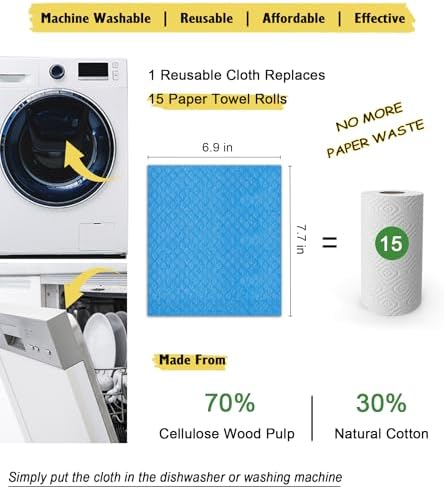 MoLKENE Swedish Dishcloths for Kitchen, 10 Pack Reusable Paper Towels, Blue - Image 4