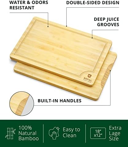 ROYAL CRAFT WOOD Bamboo Cutting Board 18 x 12 inches - Image 2