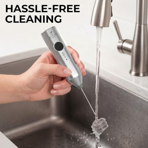 Zulay Kitchen Rechargeable Milk Frother Handheld - Frother Wand, Drink Mixer, Electric Whisk Frother, for Cappuccinos, Matcha & Protein Powder - Dynamic Triple Whisk, 3 Speed 500mAh Silver - Image 7