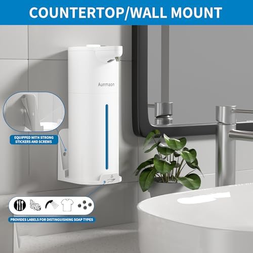 Aunmaon Automatic Soap Dispenser Touchless, Modern, Kitchen & Bathroom, Hands-Free, Adjustable Volume, Long Battery Life, Compatible with Thick & Thin Soap, Easy for Toddlers, Clog-Free, White - Image 4