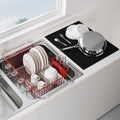 JASIWAY Red Dish Drying Rack in Sink with Mat, Cups and Utensil Holder by JASIWAY