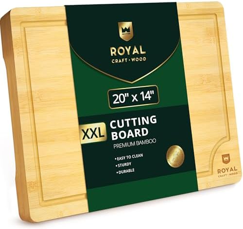 ROYAL CRAFT WOOD Bamboo Cutting Board with Juice Groove - Kitchen Chopping Board for Meat Cheese and Vegetables, Heavy Duty Serving Tray by ROYALCRAFTWOOD